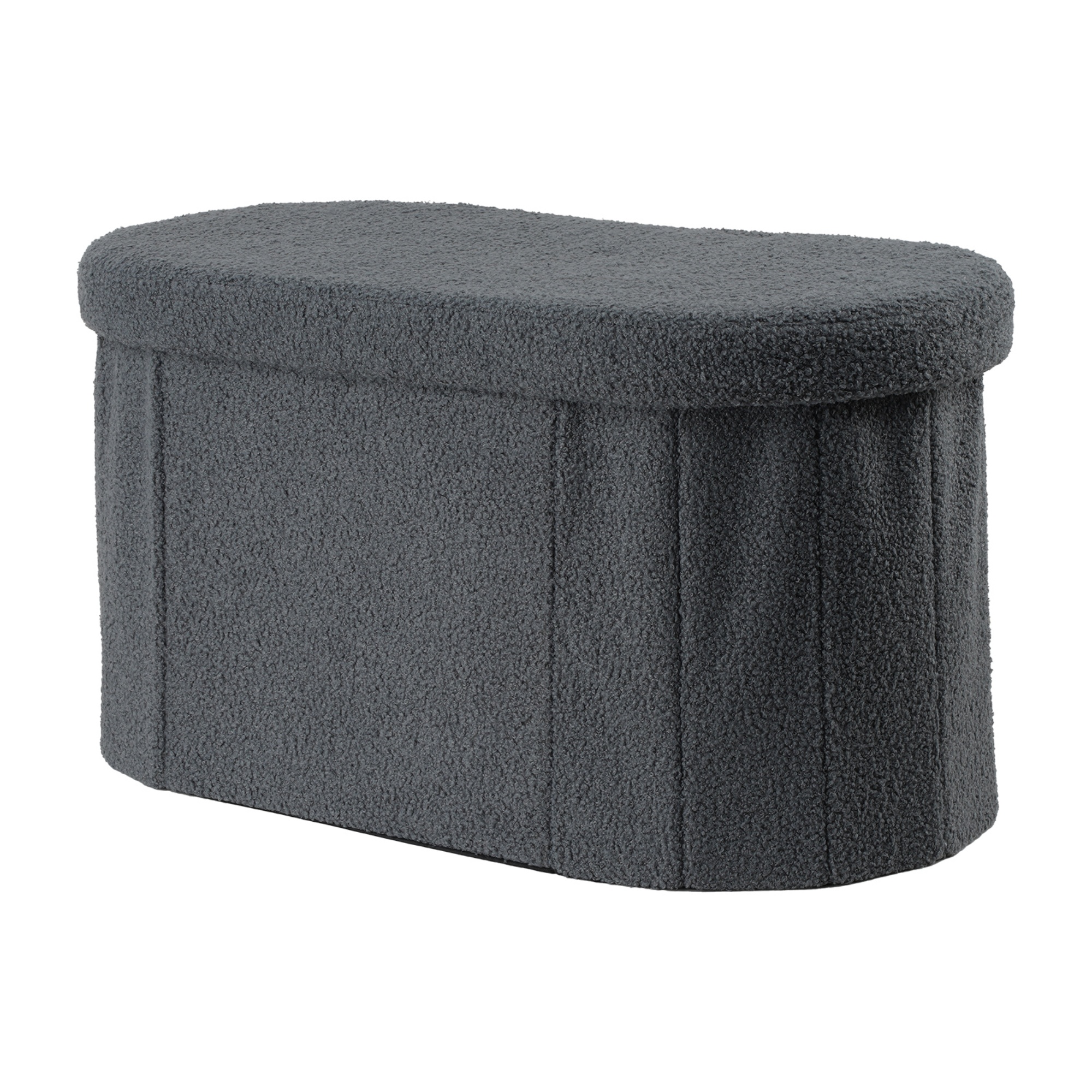 Folding Storage Ottoman Bench Oval Toy Blanket Organizer Box Footstool Pouf Seat 