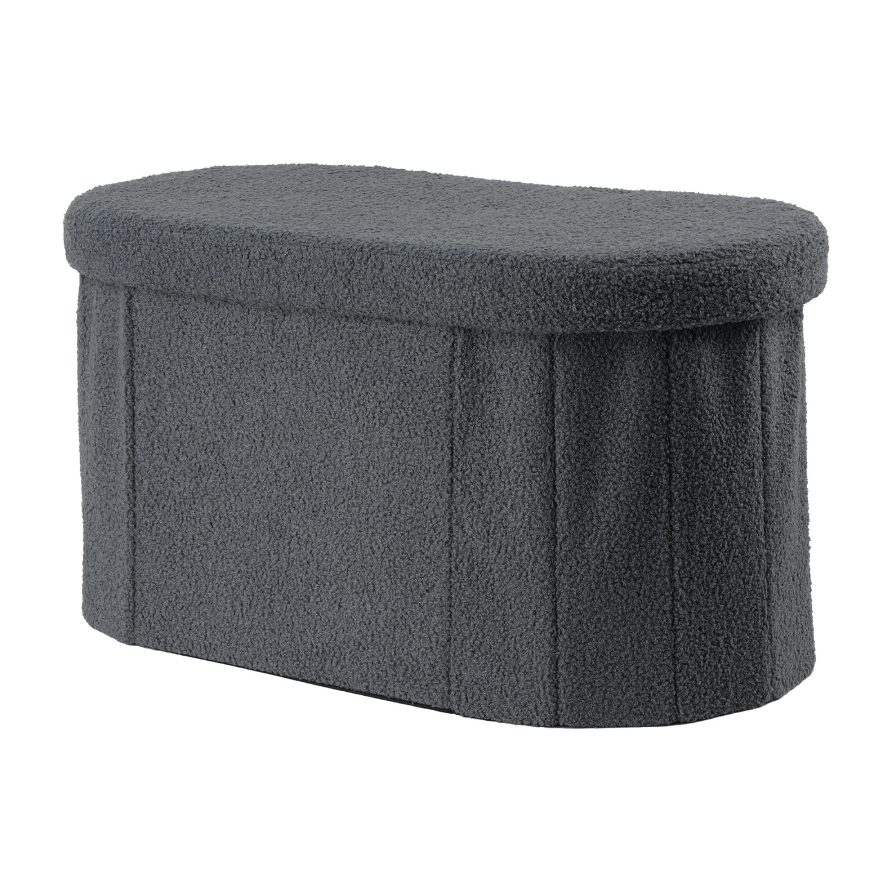 Folding Storage Ottoman Bench Oval Toy Blanket Organizer Box Footstool Pouf Seat 