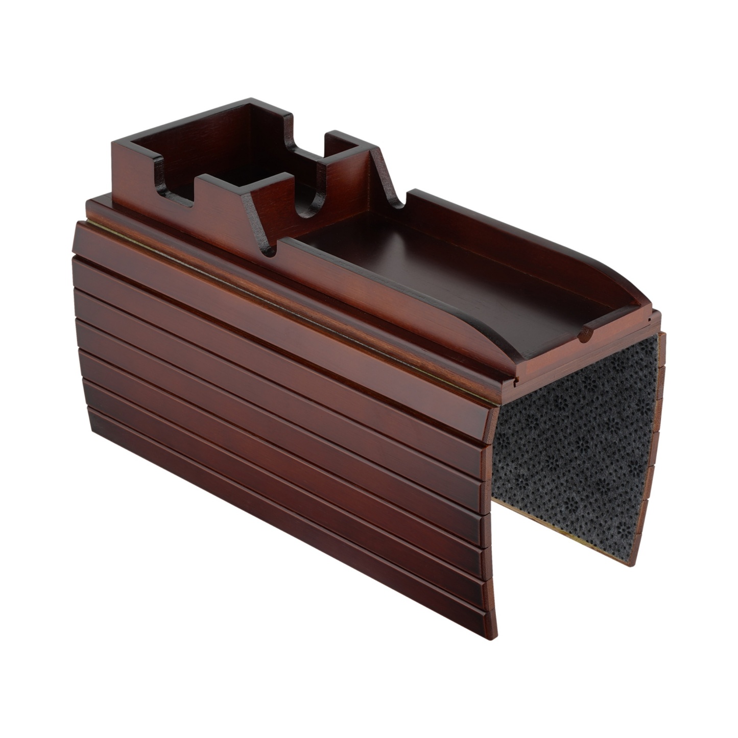 Multi-functional Bamboo Slide-Away Sofa Armrest Tray for Drinks Cellphone Remote Snacks Detachable Couch Arm Cup Holder Tray