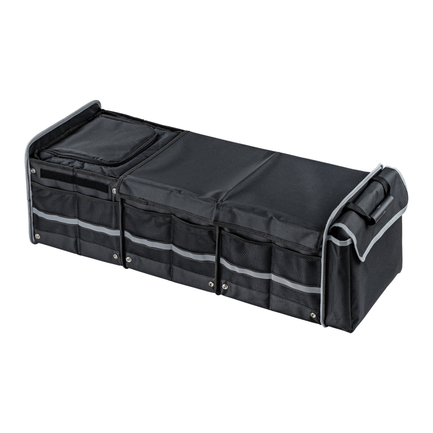 Multipurpose Collapsible Trunk Cargo Storage Box Waterproof 3 Compartments Car Organizer Black