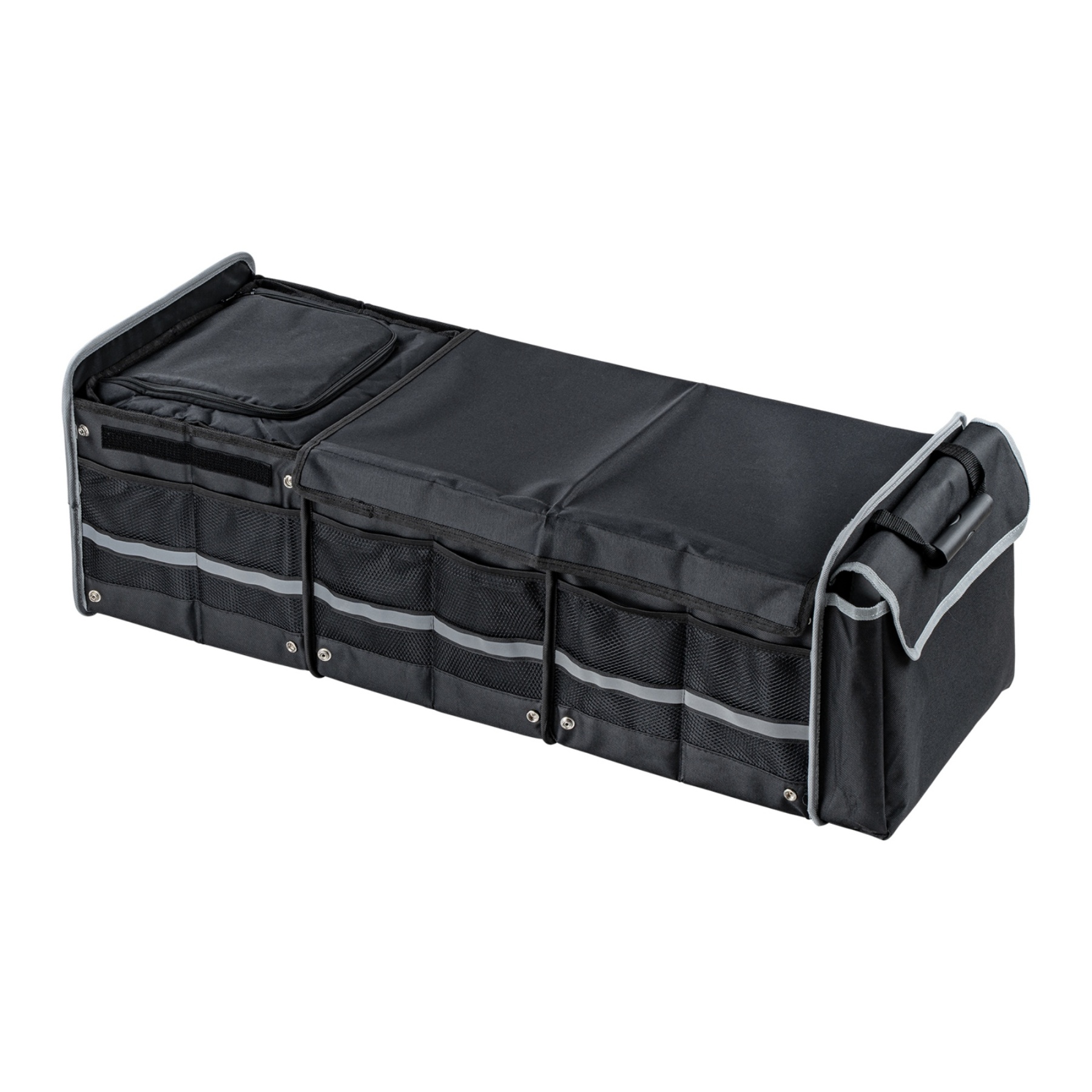 Multipurpose Collapsible Trunk Cargo Storage Box Waterproof 3 Compartments Car Organizer Black
