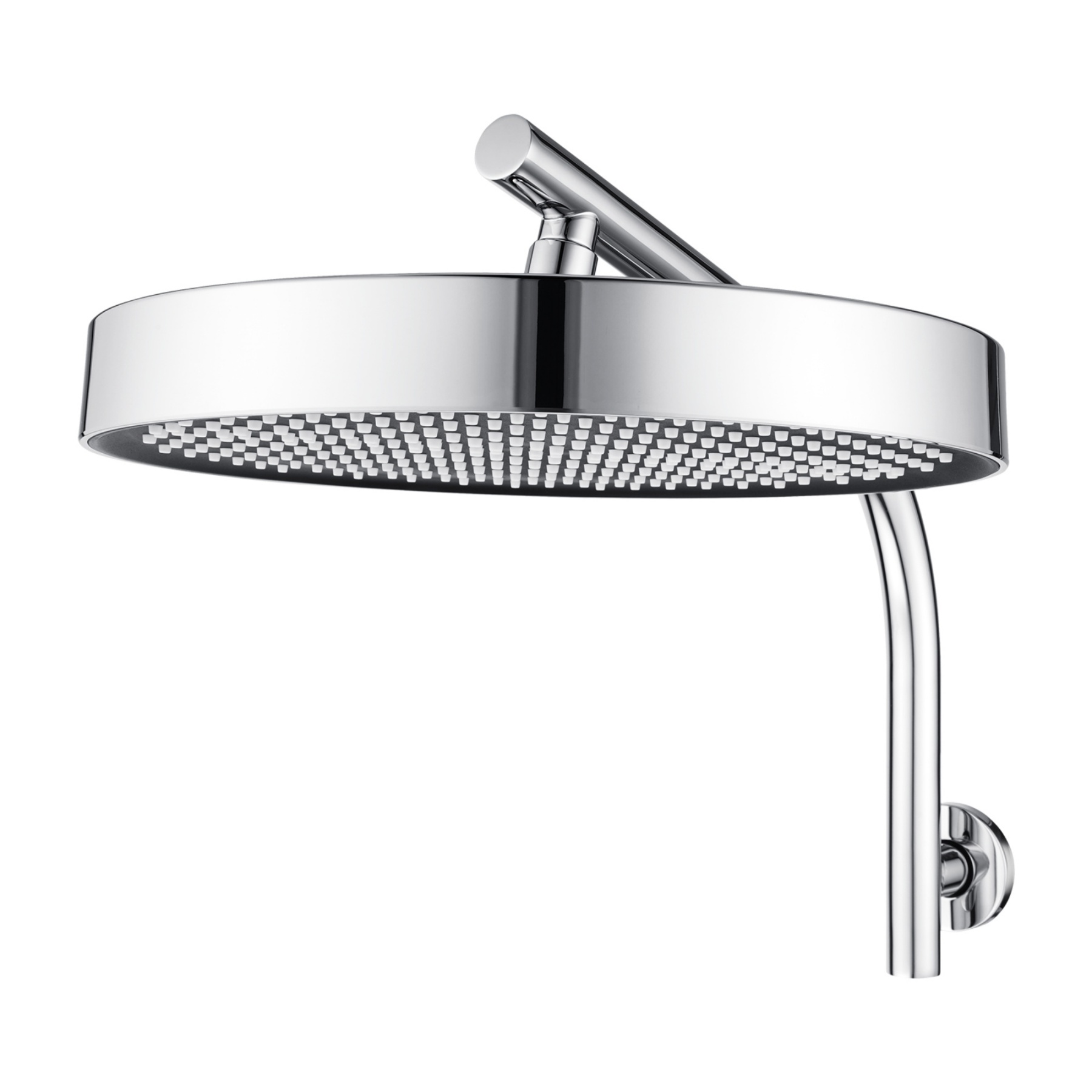 13'' Round Bath Shower Head Set Bathroom Swivel Overhead Shower Head Gooseneck Wall Shower Arm Chrome/Black