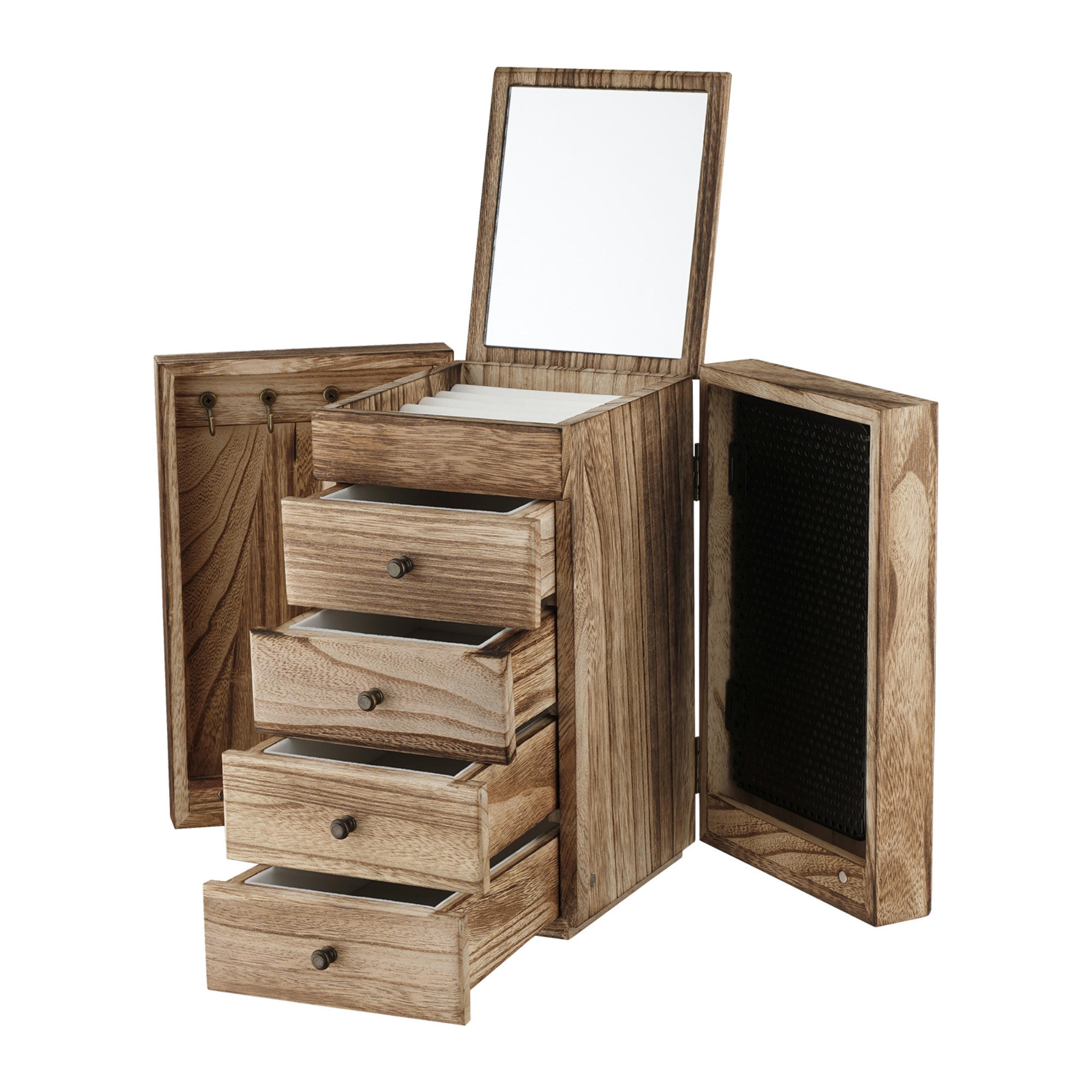 Large Capacity Wooden Jewellery Storage Box Rings Holder Necklaces Earrings Organizer Cabinet