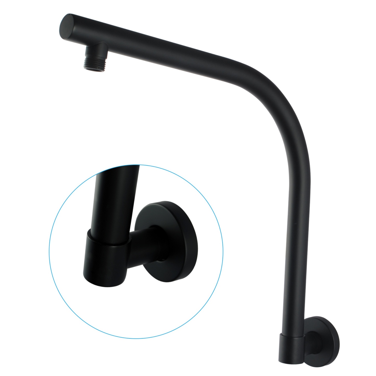 Bathroom Round Brass 180° Swivel Wall Mounted Gooseneck Shower Arm Bath Extension Rain Head Shower Arm Chrome/Black