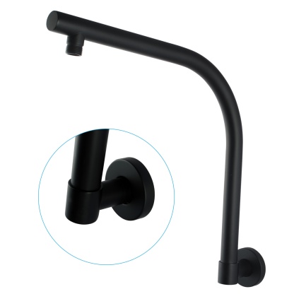 Bathroom Round Brass 180° Swivel Wall Mounted Gooseneck Shower Arm Bath Extension Rain Head Shower Arm Chrome/Black