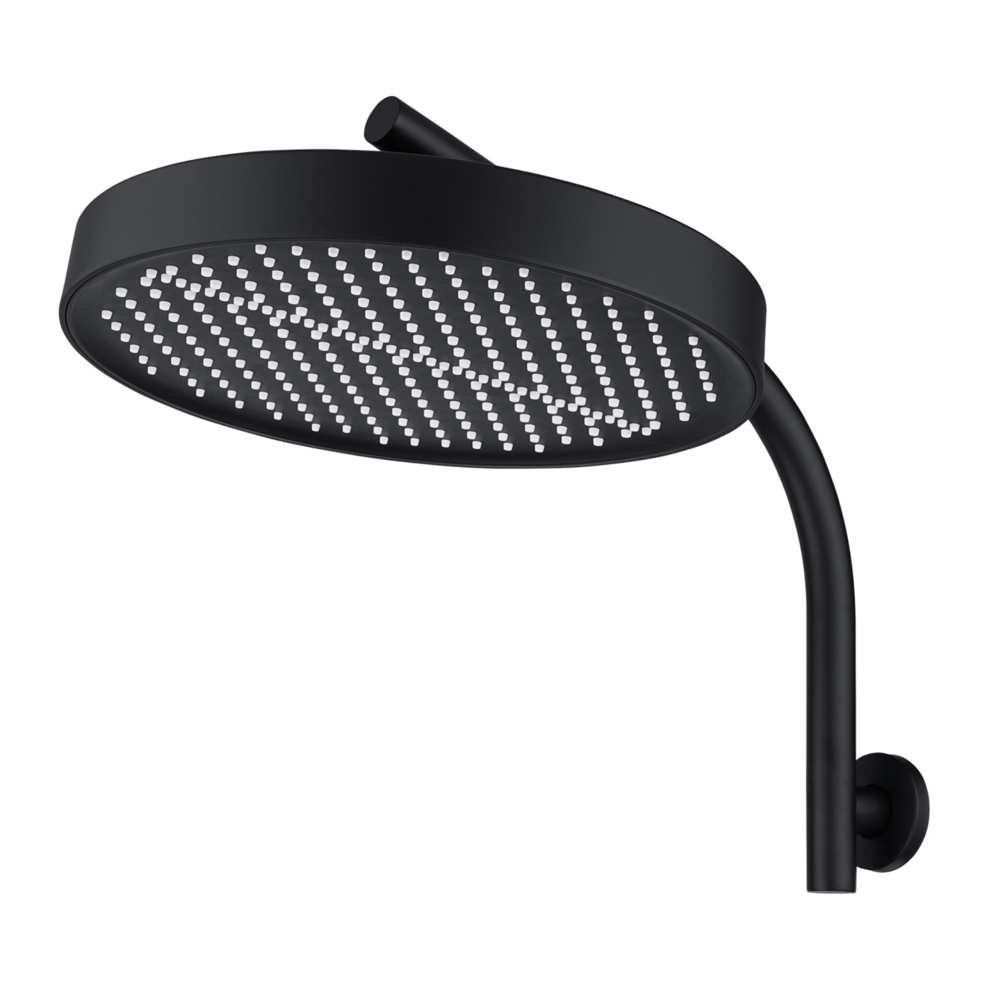 13'' Round Bath Shower Head Set Bathroom Swivel Overhead Shower Head Gooseneck Wall Shower Arm Chrome/Black