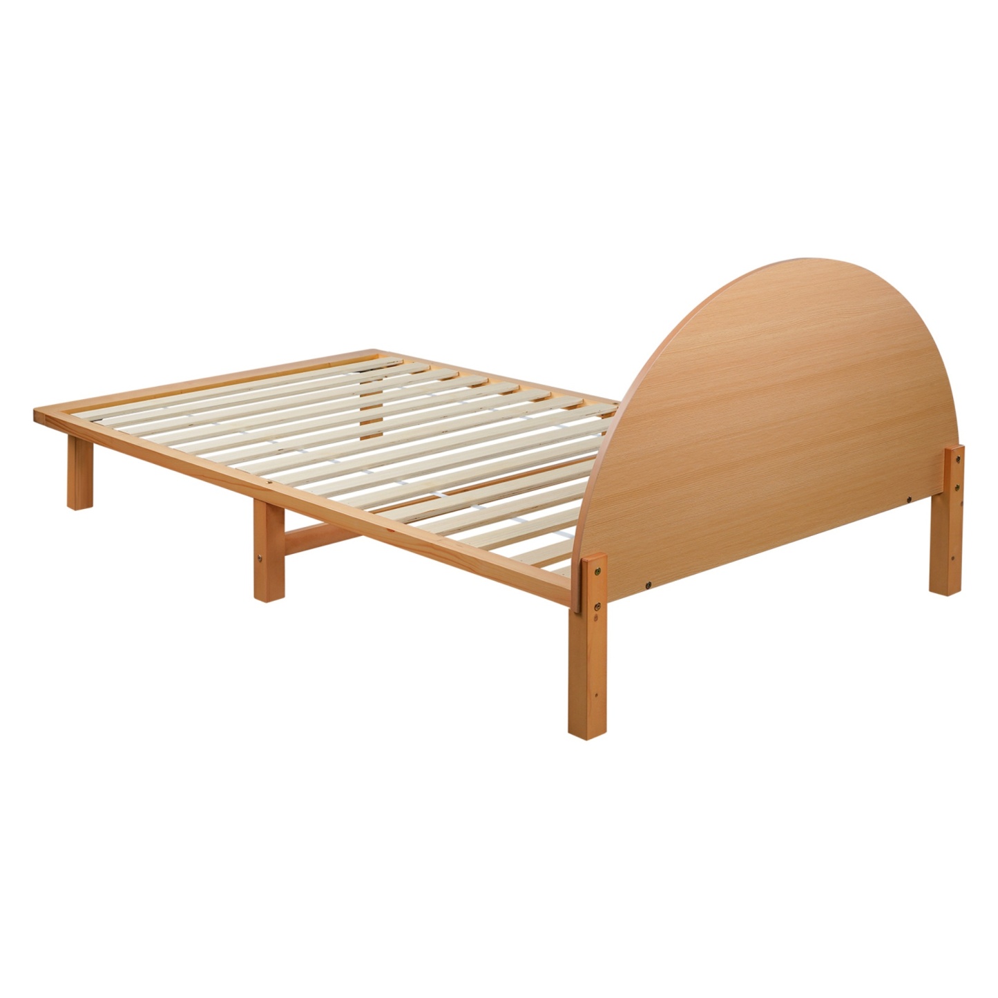 Bedroom Pine Wood Bed Frame Wooden Base Platform Round Bedhead Oak King Single/Single