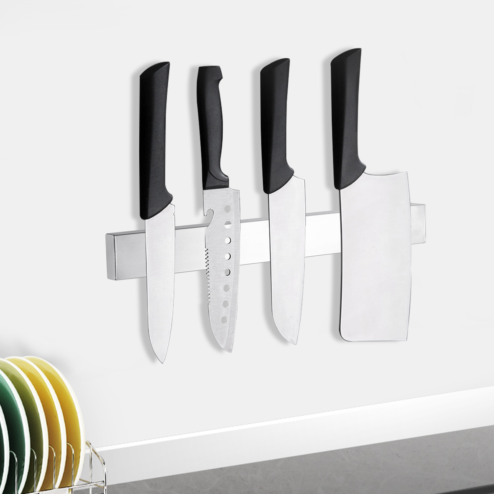 30/40/50cm Chrome SS304 Magnetic Knife Holder Utensil Rack Strip Kitchen Tool Wall