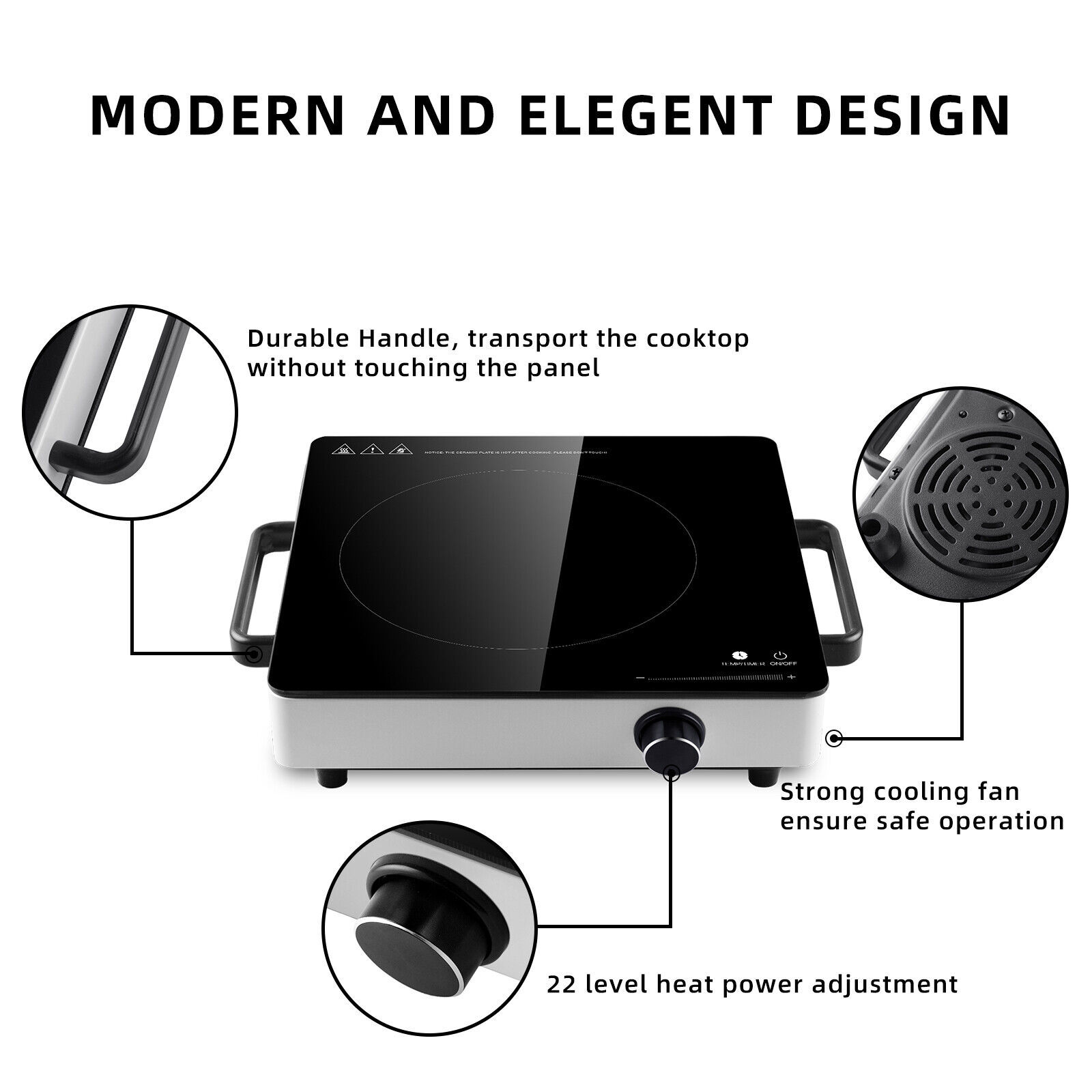 2200W Electric Infrared Ceramic Induction Cooktop Kitchen Cooker Hob Plate