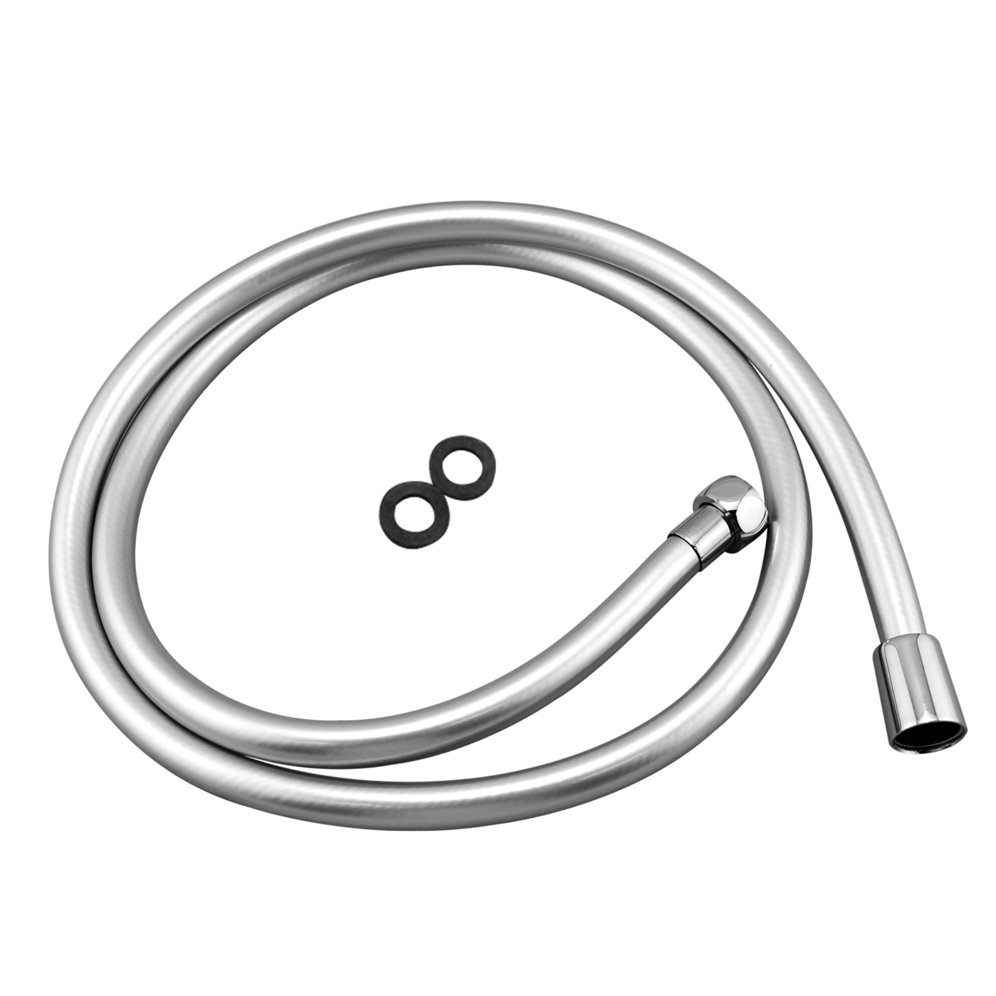 1500mm Flexible PVC Water Hose Bathroom Hand Held Shower Hose Pipe Connector Silver/Black