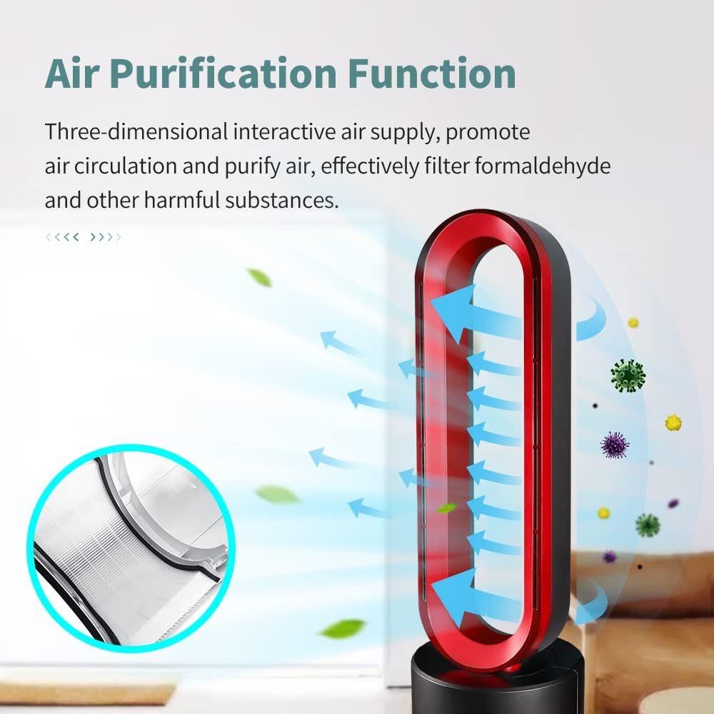 Angelo 3 in 1 Bladeless Heat Fan, Tower Fan & Heater Combo with HEPA Filter Air Purification, Remote Control, Timer, Oscillating, Air Circulator for Bedrooms Office Home SAA Approved