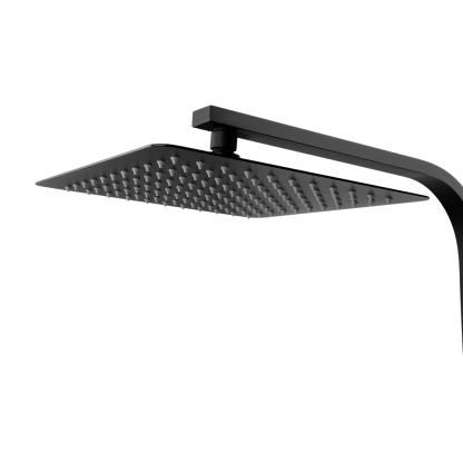 Bathroom 10“ Square Rainfall Twin Shower Set Super Thin Overhead Shower Head 3 Function Hand-held Shower Rose Gooseneck Shower Arm Diverter Chrome/Black