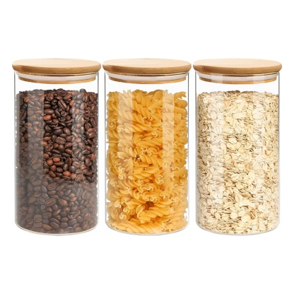 3PCs 750ml Airtight Glass Preserving Jars Candy Tea Coffee Bean Storage Container Bottle