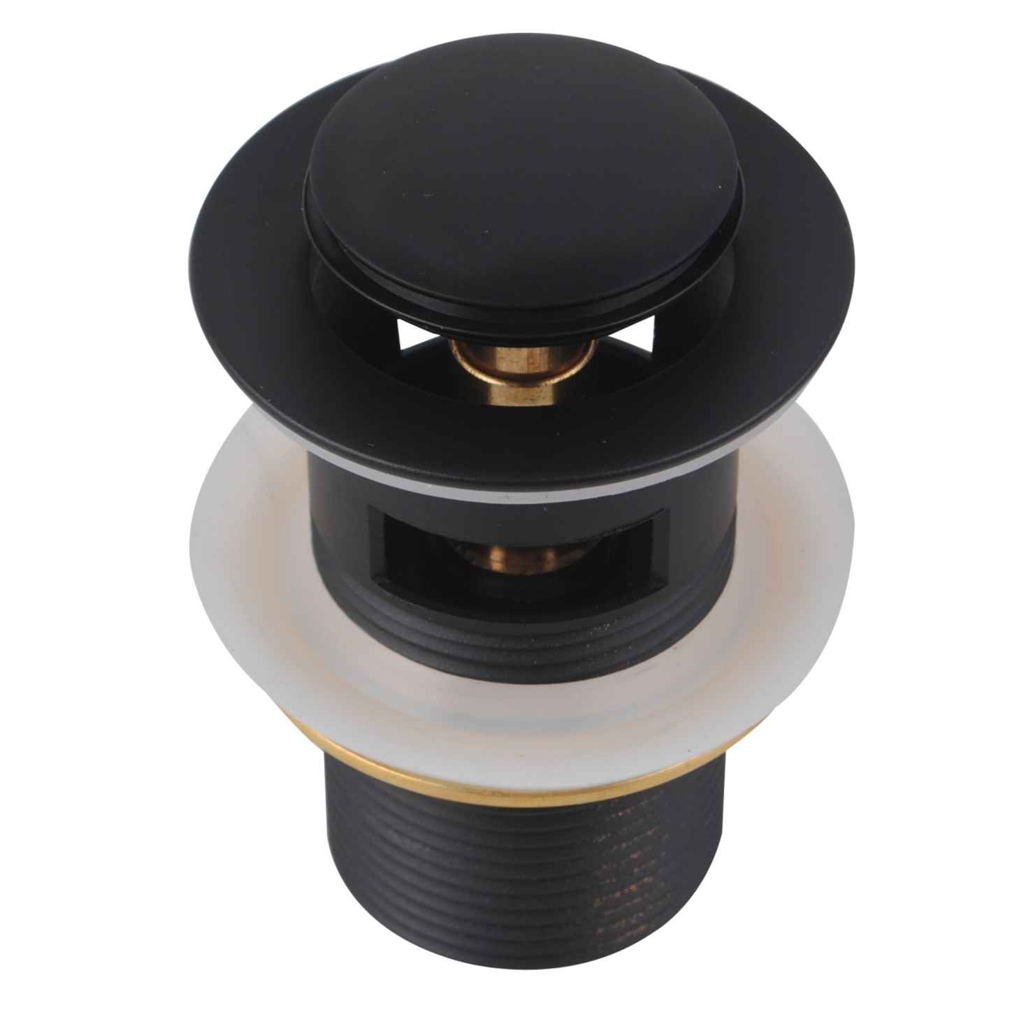 32/40mm Solid Brass Pop Up Waste Overflow Bathroom Basin Vanity Push Plug Drain Chrome/Matte Black/Brushed Gold
