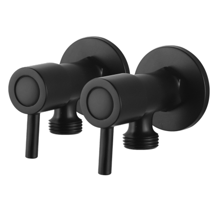 Bath Laundry Round Brass 1/4 Turn Washing Machine Taps 1 Pair Wall Mounted Stops Chrome/Matte Black