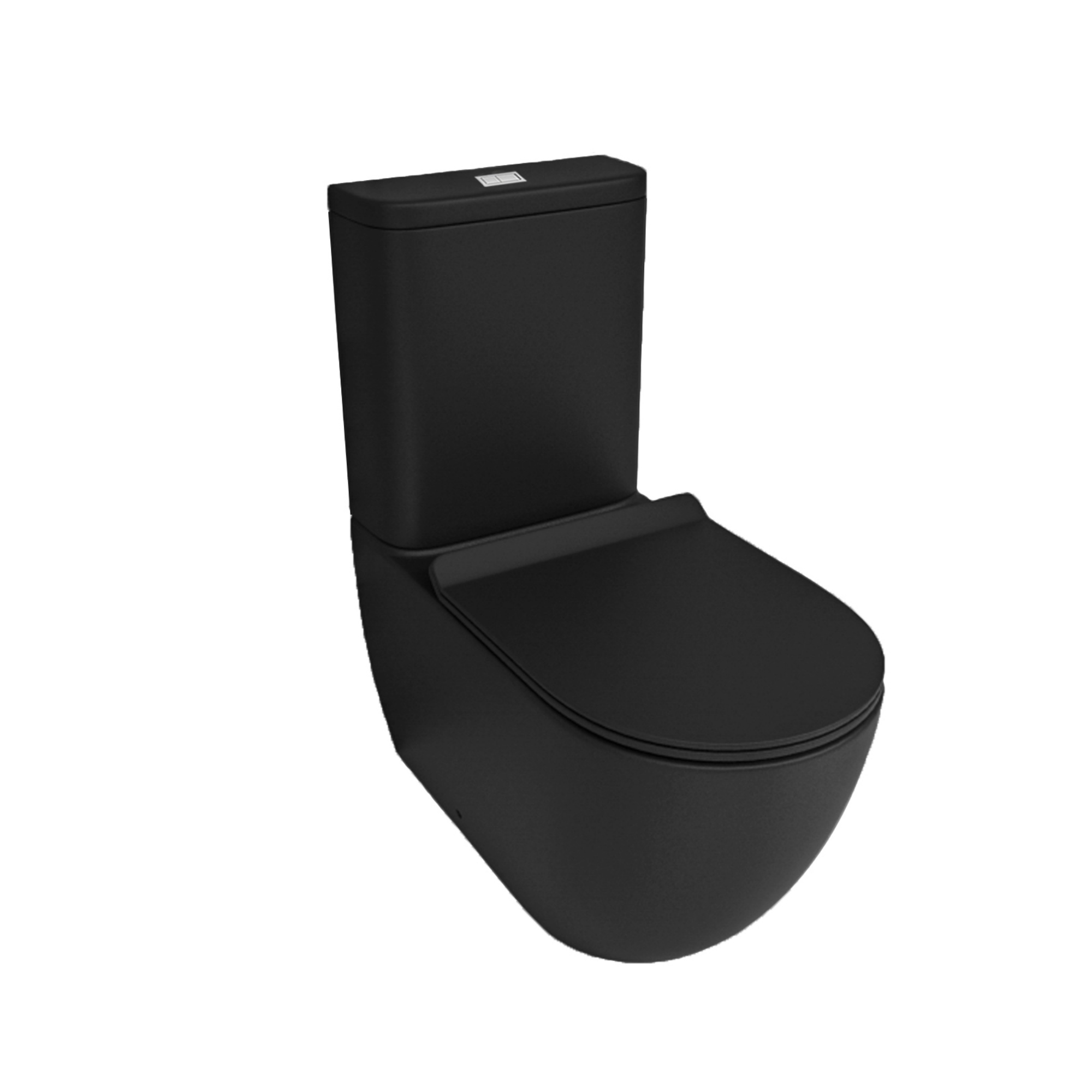 Black Ceramic Tornado Rimless Wall Faced Toilet Suite Bathroom Hygiene Dual Flush Soft Close Seat
