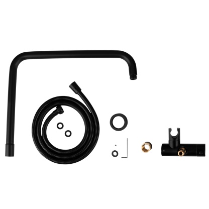 Chrome Twin Shower Head Rail Body Round Gooseneck Shower Wall Arm Brass Diverter 1.5m Water Hose
