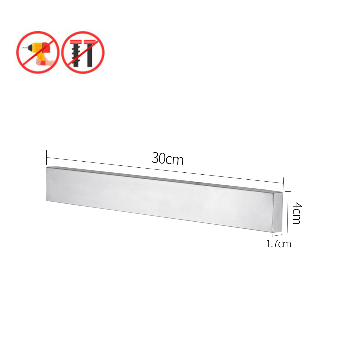 30/40/50cm Chrome SS304 Magnetic Knife Holder Utensil Rack Strip Kitchen Tool Wall