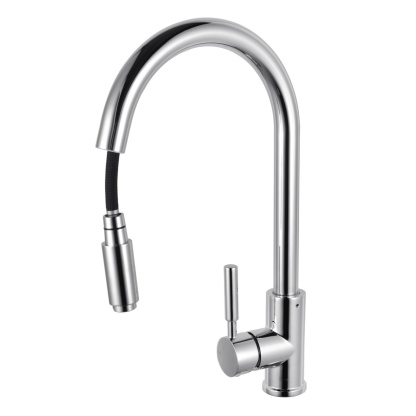 360° Swivel Pull Out Spout Kitchen Mixer Tap Kitchen Basin Sink Faucet Chrome / Matte Black / Brushed Yellow Gold