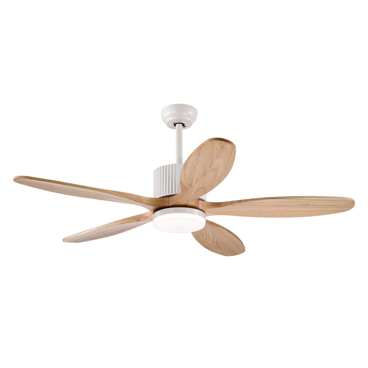 LED Light Ceiling Fan Reversible DC Motor Wooden Blades Remote Control 52"