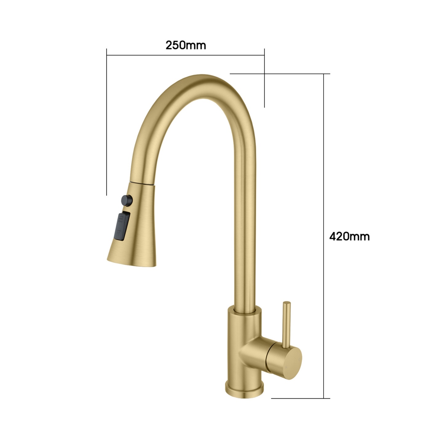 Stainless Steel 3 Function Pull Out Kitchen Sink Mixer Tap Laundry Basin 360° Swivel Spout Faucet Chrome/Black/Brushed Yellow Gold