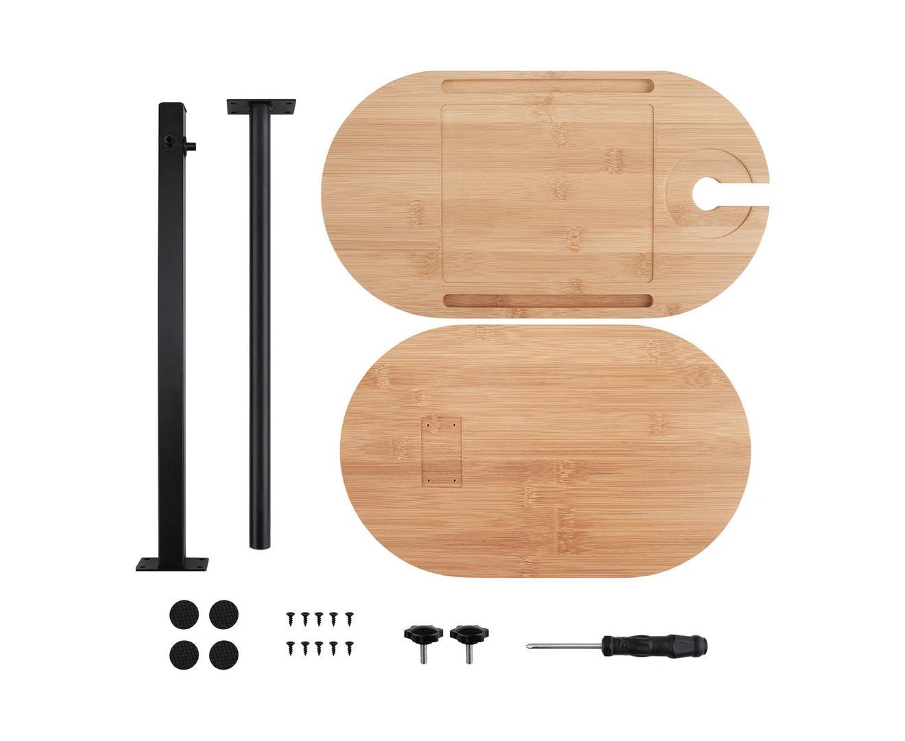 Rotating Bathtub Side Table Tray Stand Bamboo Bath Rack Wine Glass Phone Holder