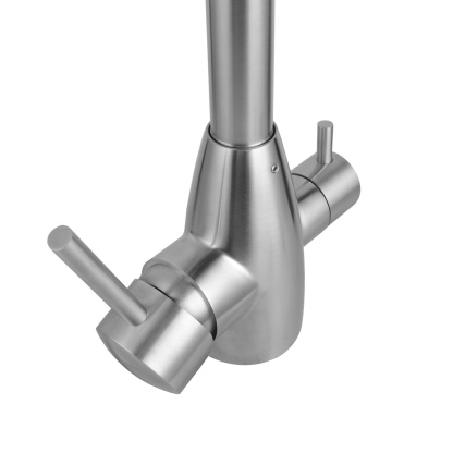 Round 3 Way Swivel Kitchen Sink Mixer Tap Pure Drinking Water Spout Faucet Brushed Nickel/Black