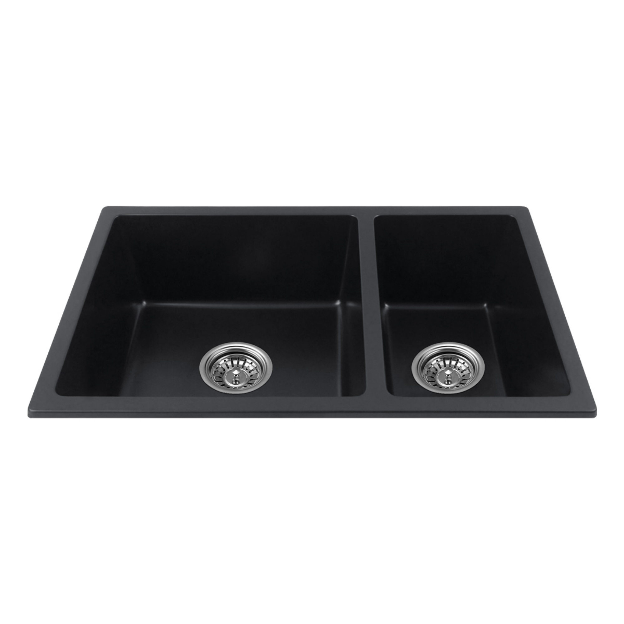 Granite Quartz Stone Double Bowl Kitchen Sink Top/Under Mount Laundry Basin Sink White/Black
