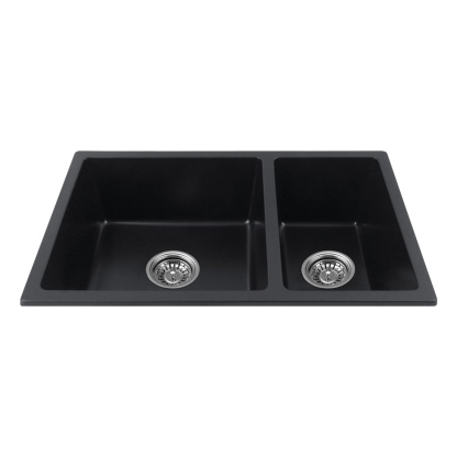 Granite Quartz Stone Double Bowl Kitchen Sink Top/Under Mount Laundry Basin Sink White/Black