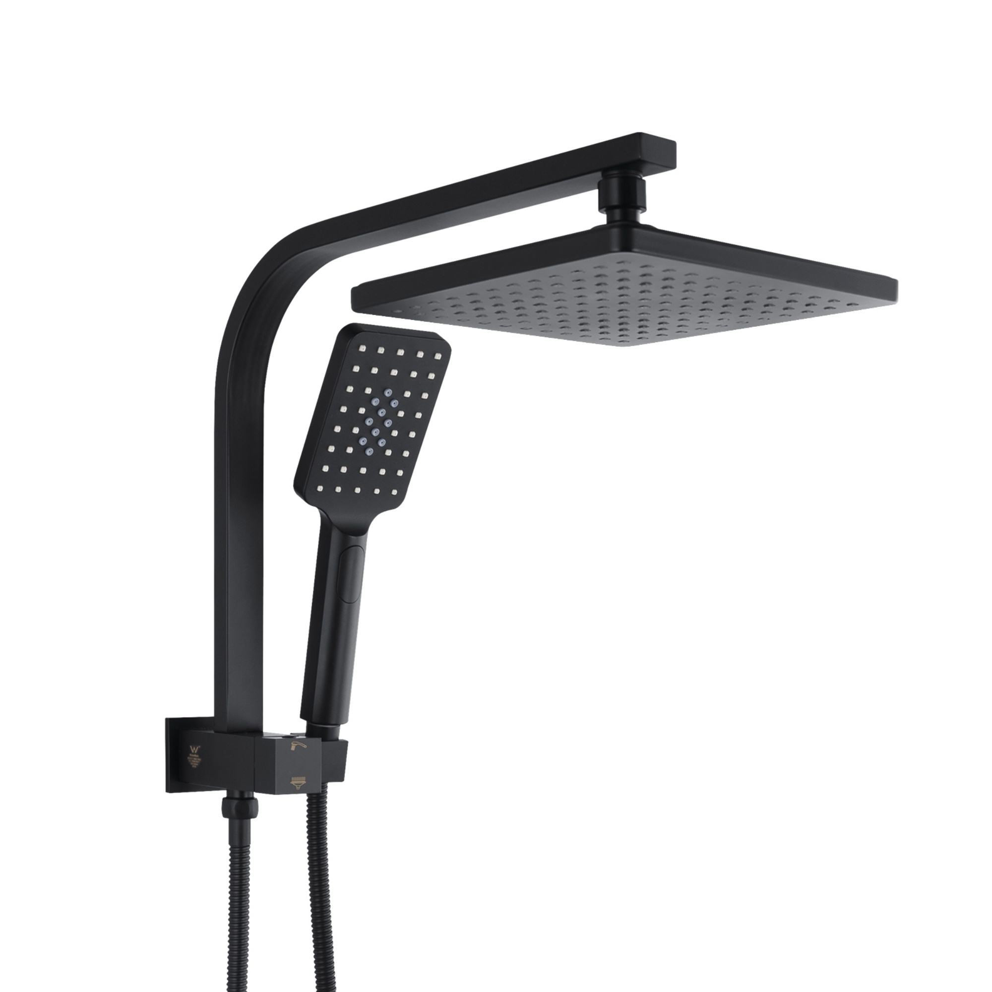 200mm 8'' Square Rainfall Shower Head Set Bathroom Twin Shower Handheld Diverter 3 Function Handheld Shower Head Gooseneck Shower Arm Chrome/Black/Gunmetal Grey