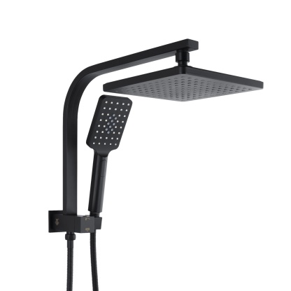 200mm 8'' Square Rainfall Shower Head Set Bathroom Twin Shower Handheld Diverter 3 Function Handheld Shower Head Gooseneck Shower Arm Chrome/Black/Gunmetal Grey