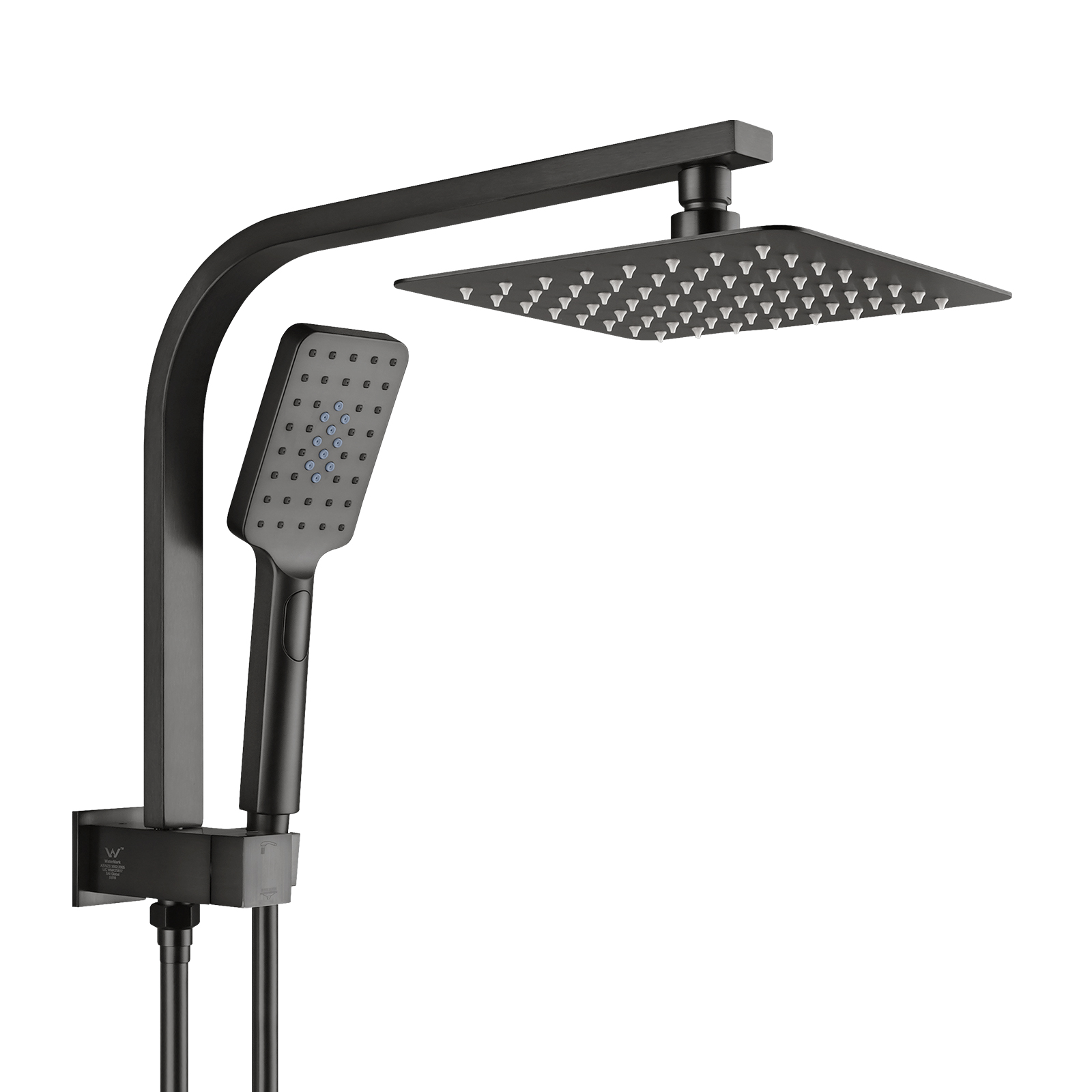 200mm 8'' Square Rainfall Shower Head Set Bathroom Twin Shower Handheld Diverter 3 Function Handheld Shower Head Gooseneck Shower Arm Chrome/Black/Gunmetal Grey