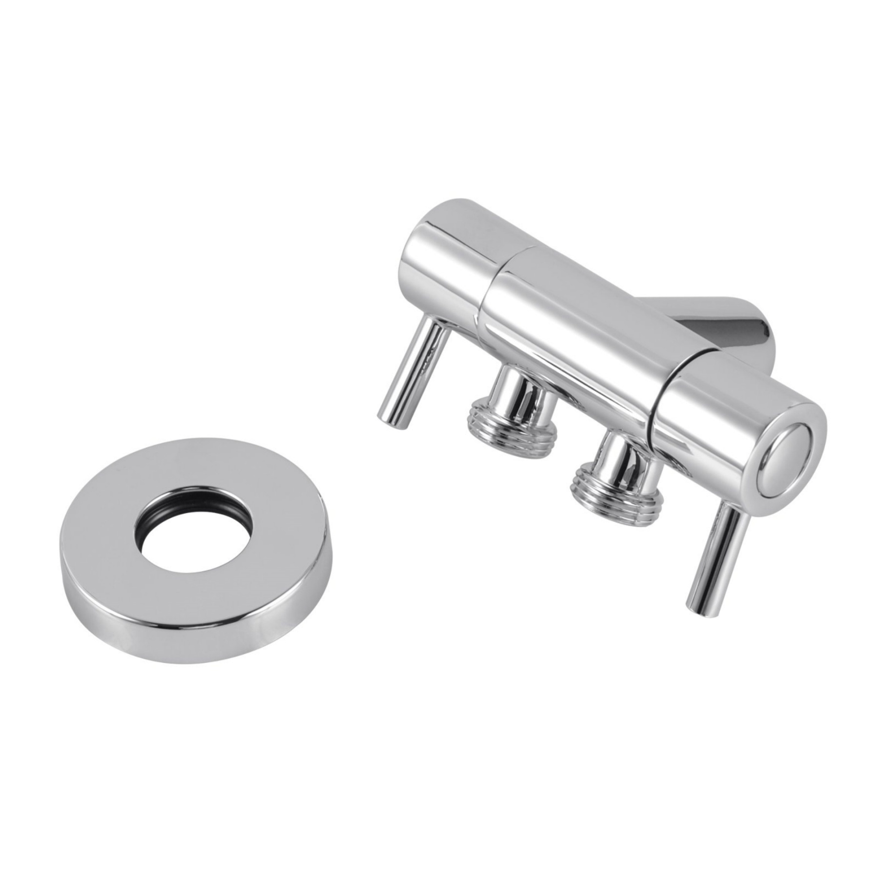 Brass Wall Mounted Dual Water Flow Control Bathroom Toilet Bidet Cistern Valve Stop Adapter Chrome/Black