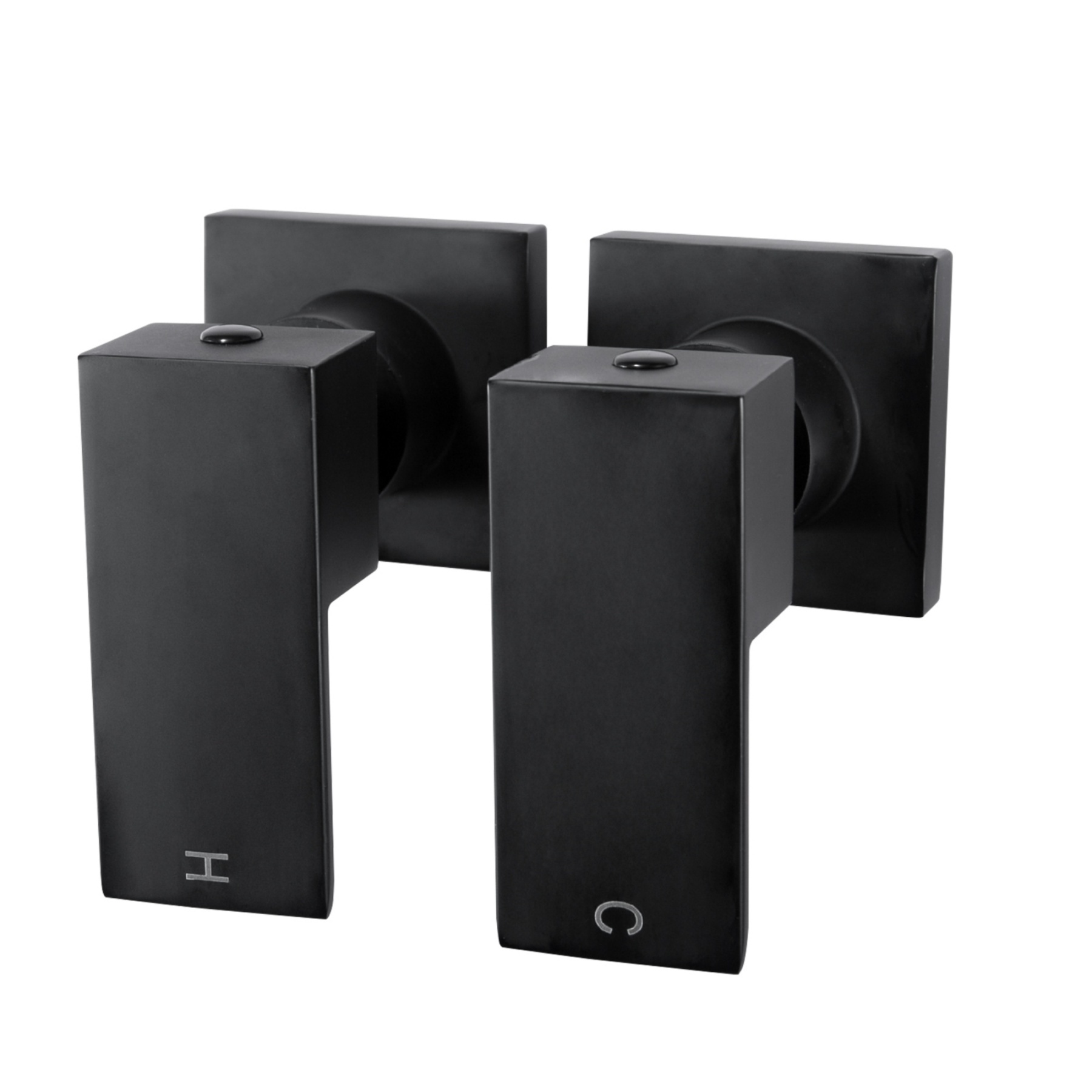 1/4 Bathroom Square Wall Mounted Twin Shower Taps Bath Basin Sink Hot Cold Mixer Taps Chrome/Matte Black/Gunmetal Grey