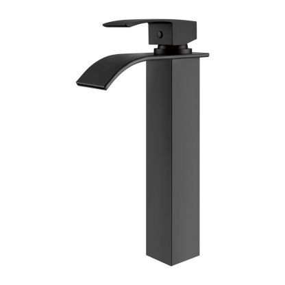 Bathroom Basin Square Tall Mixer Tap Laundry Sink Vanity Counter Top Waterfall Spout Faucet Chrome/Black