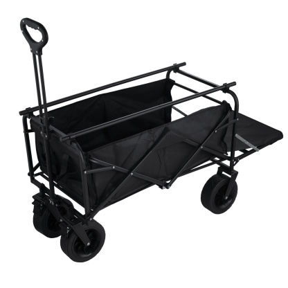 Outdoor Foldable Wagon Cart Extended Beach Garden Trolley Tabletop Lockable Wheels