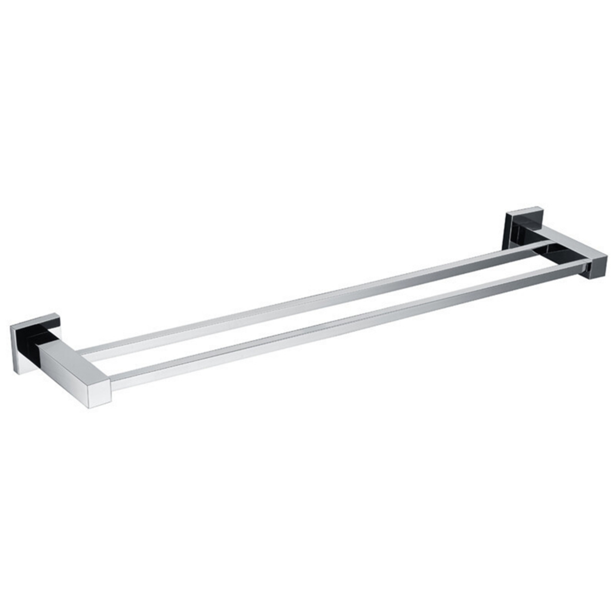 800mm Square Stainless Steel Bathroom Double Bars Towel Rail Rack Wall Mounted Clothes Hanger Holder Chrome/Black