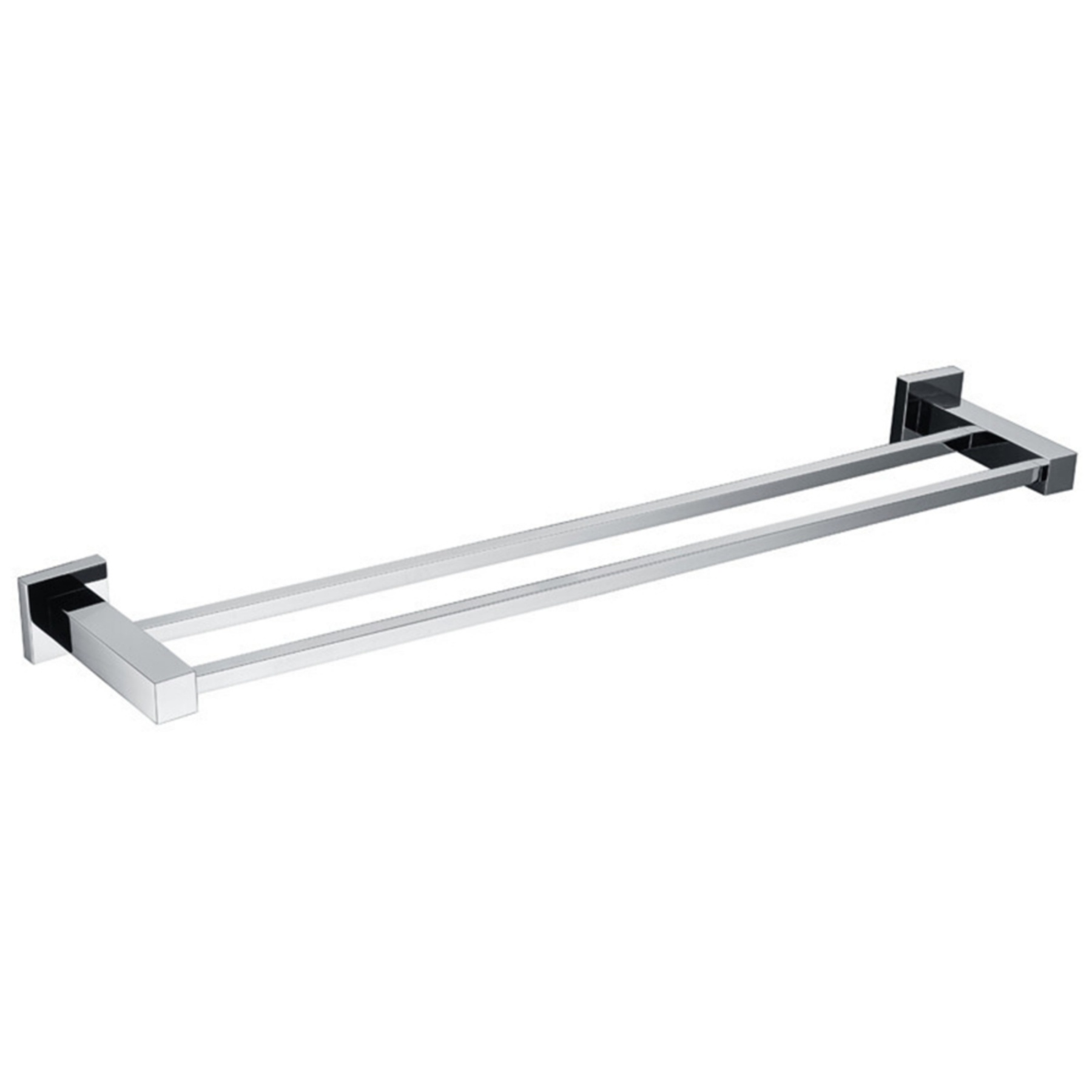 800mm Square Stainless Steel Bathroom Double Bars Towel Rail Rack Wall Mounted Clothes Hanger Holder Chrome/Black