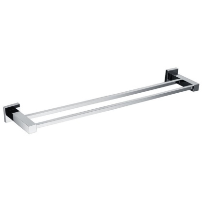 800mm Square Stainless Steel Bathroom Double Bars Towel Rail Rack Wall Mounted Clothes Hanger Holder Chrome/Black