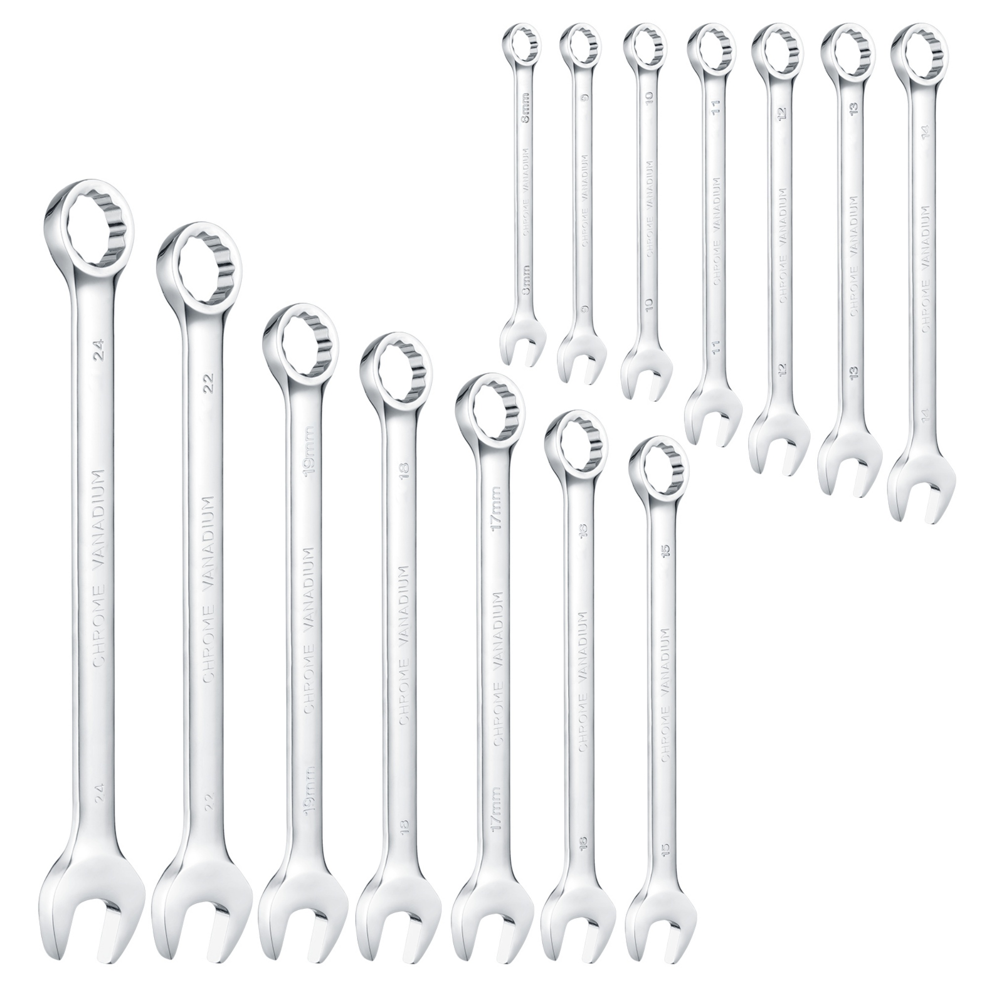 14PCs Dual Purpose Spanner Set Combination Ring Open End Wrench Hand Tool Kit