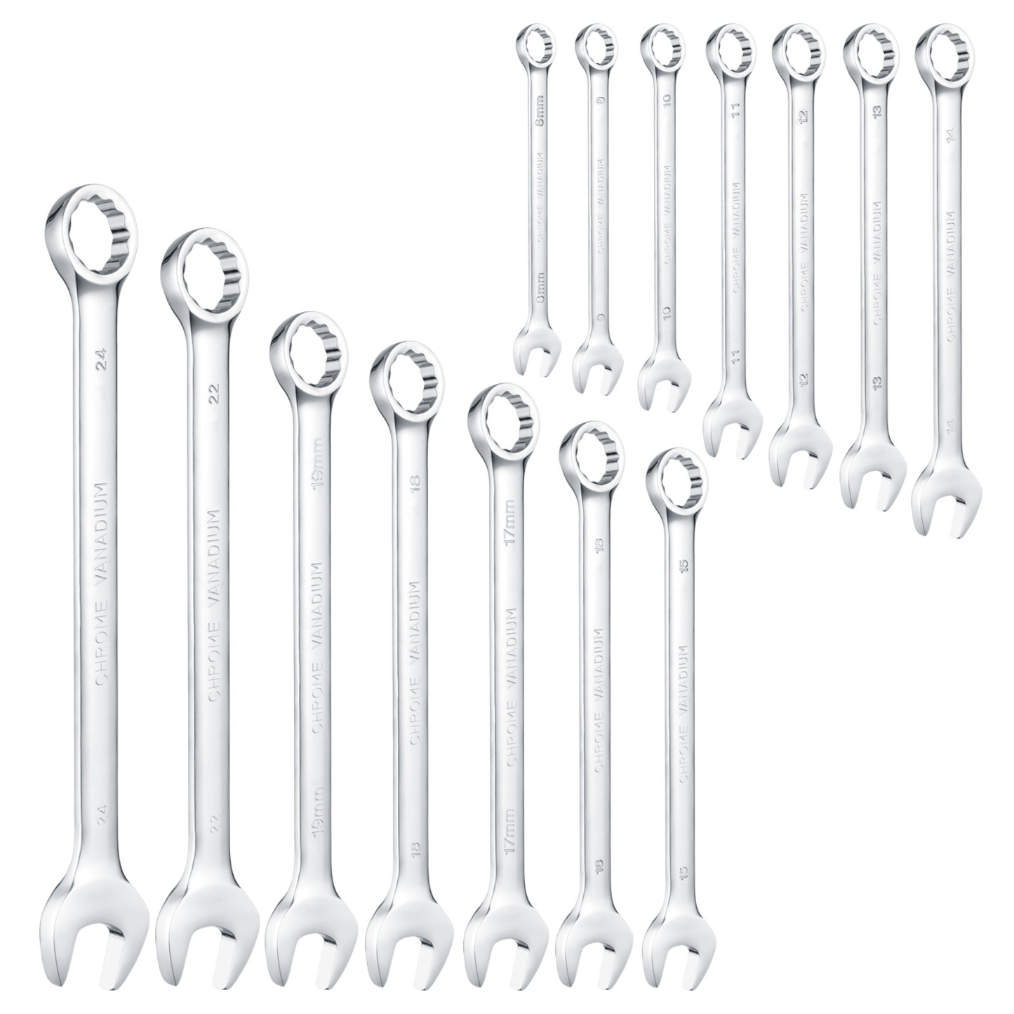 14PCs Dual Purpose Spanner Set Combination Ring Open End Wrench Hand Tool Kit