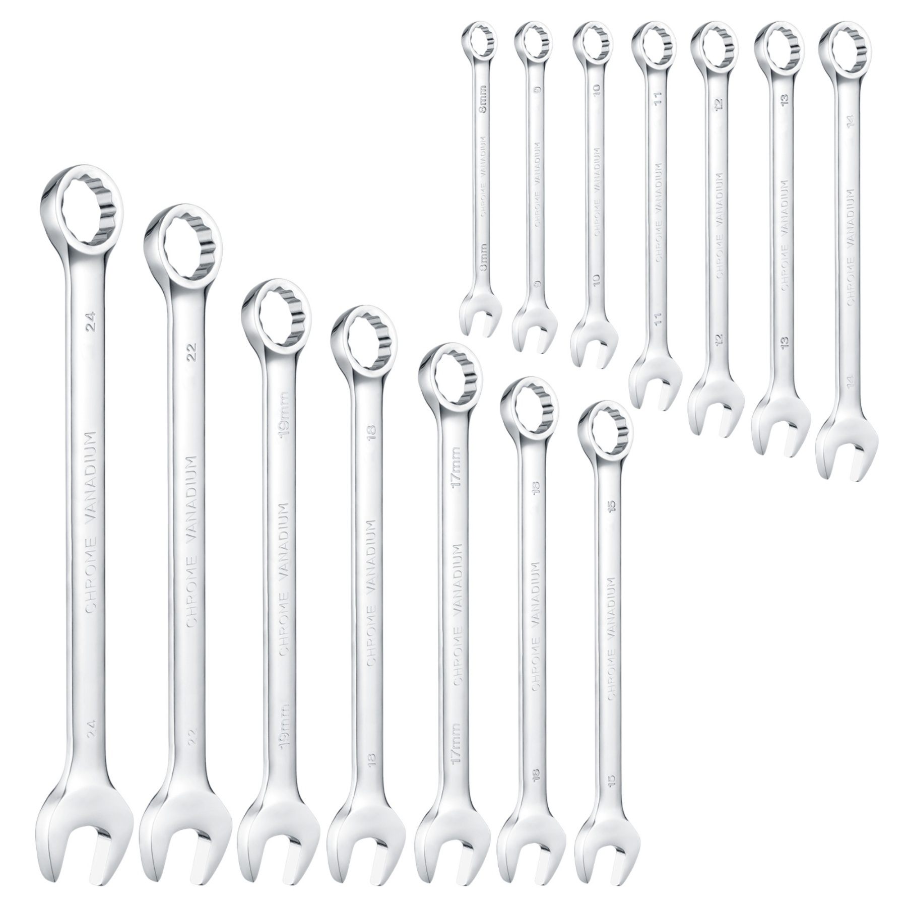 14PCs Dual Purpose Spanner Set Combination Ring Open End Wrench Hand Tool Kit