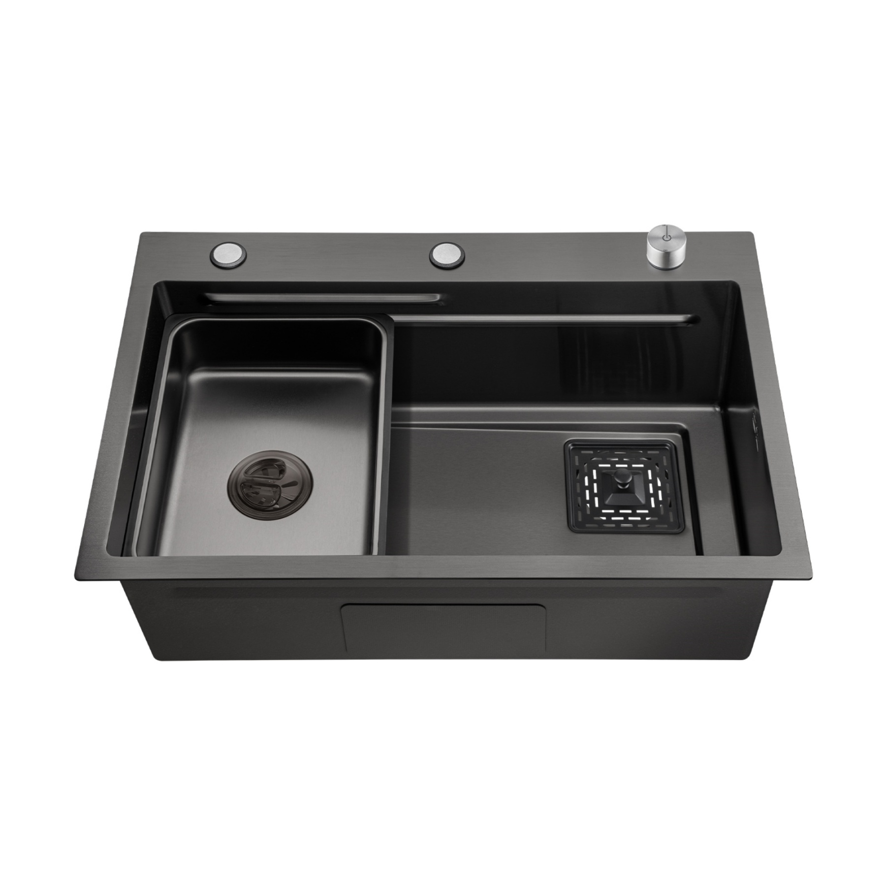 Stainless Steel Single Bowl Counter Top Control Kitchen Sink Smart Drainage Detachable Colander Satin Brush/Dark Grey/Yellow Gold