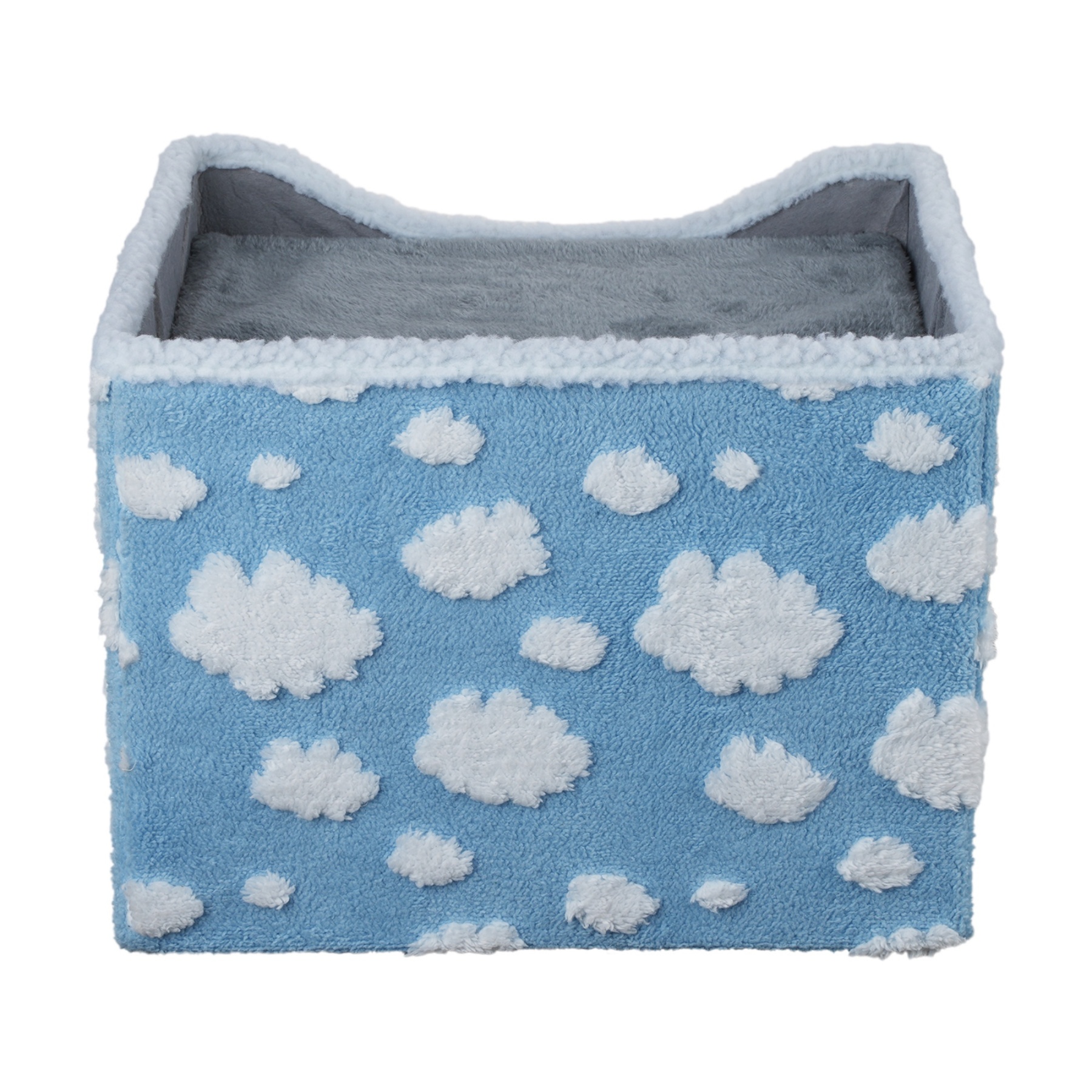 Foldable Indoor Pet Bed Cat Cave Felt Bed Scratch Pad Kitten Cat Hideaway House Grey/Blue