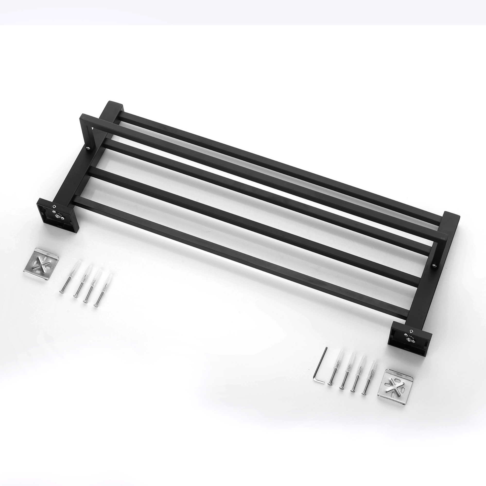 600mm Wall Mounted Stainless Steel Double Towel Rack Rail Bathroom Clothes Shelf Hanger Holder Chrome/Matte Black