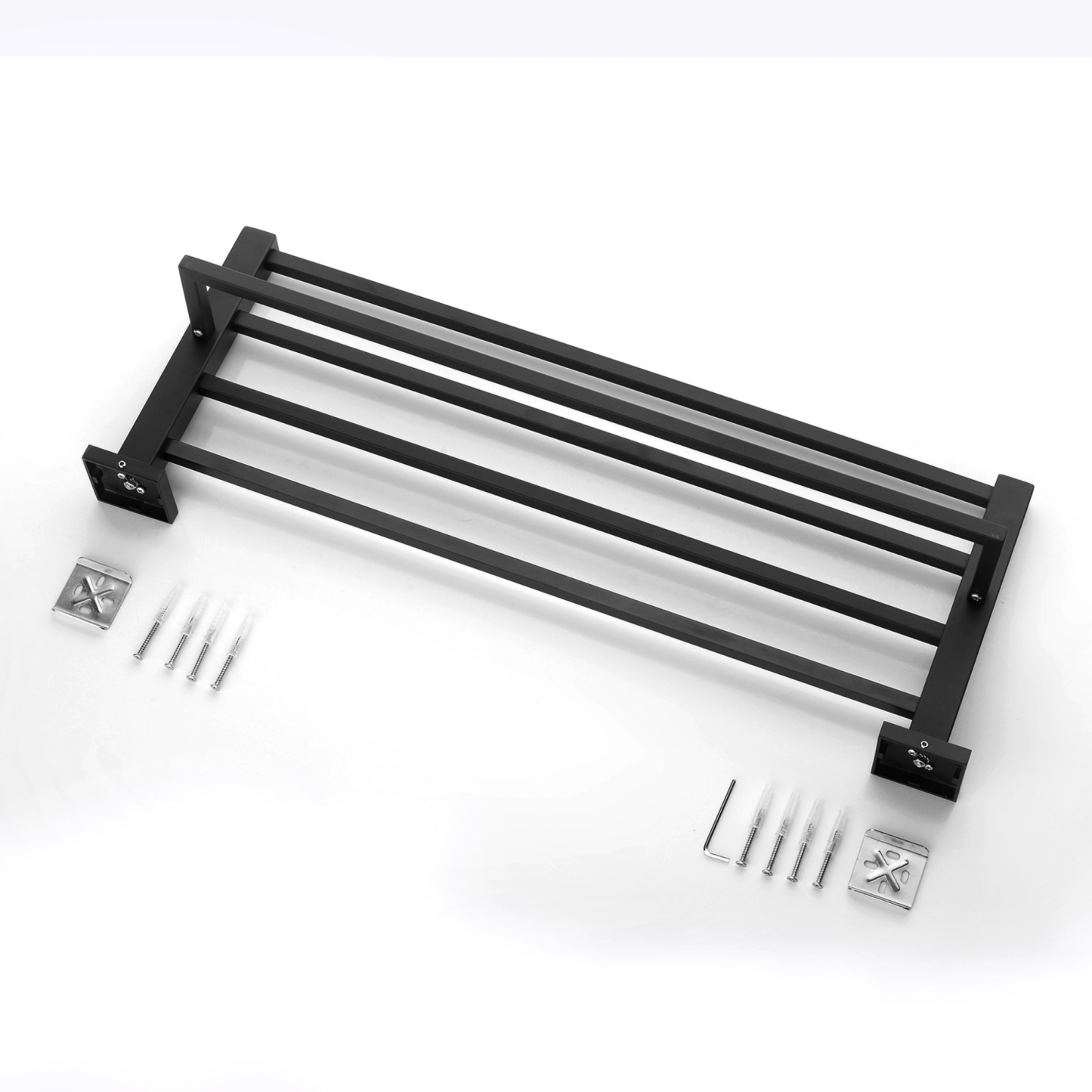 600mm Wall Mounted Stainless Steel Double Towel Rack Rail Bathroom Clothes Shelf Hanger Holder Chrome/Matte Black
