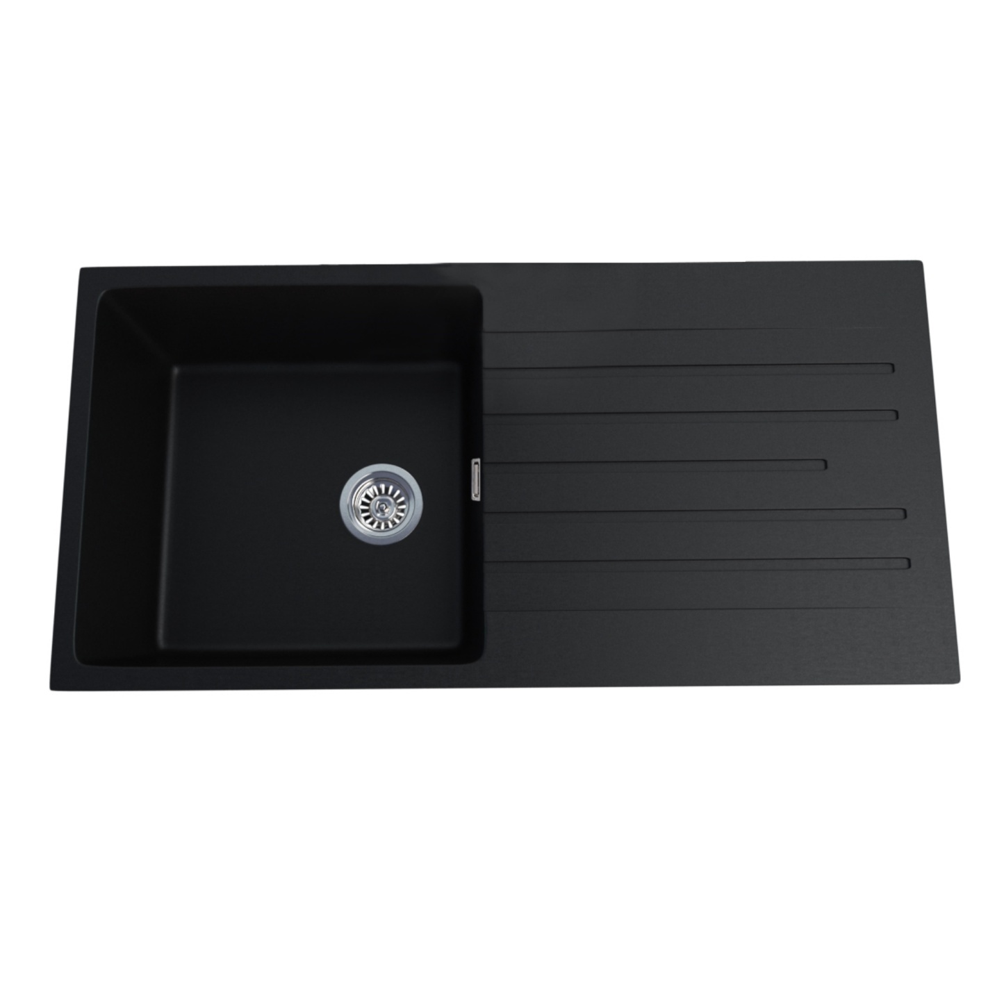 1000mm Granite Stone Single Bowl Kitchen Basin Sink Drainer Board Under/Top Mount Metallic Black/Metallic White