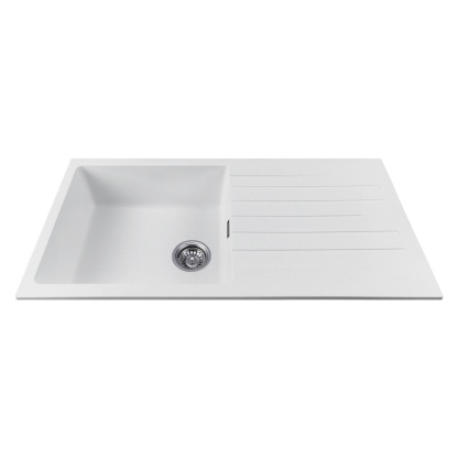 1000mm Granite Stone Single Bowl Kitchen Basin Sink Drainer Board Under/Top Mount Metallic Black/Metallic White