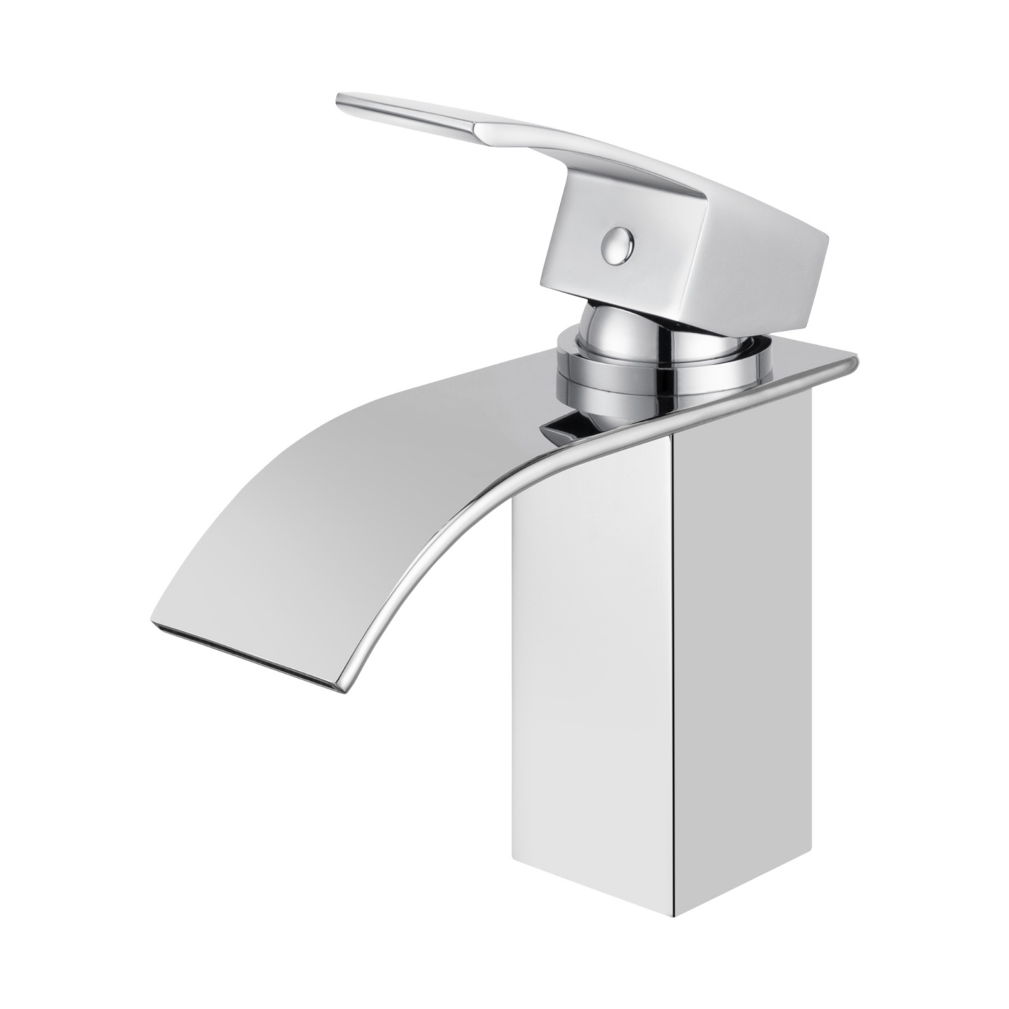 Square Brass Bathroom Basin Mixer Tap Laundry Sink Waterfall Spout Vanity Faucet Chrome/Black
