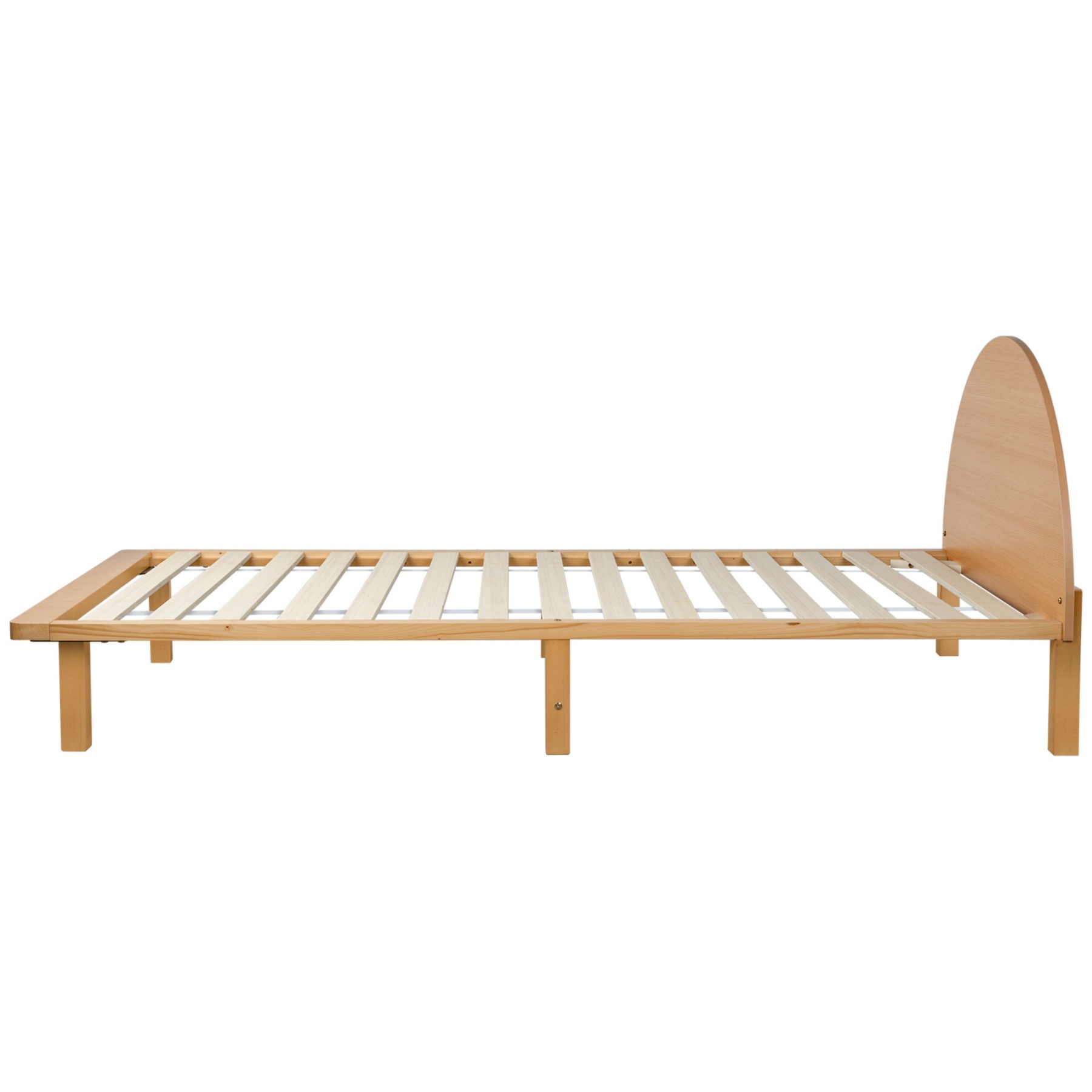 Bedroom Pine Wood Bed Frame Wooden Base Platform Round Bedhead Oak King Single/Single